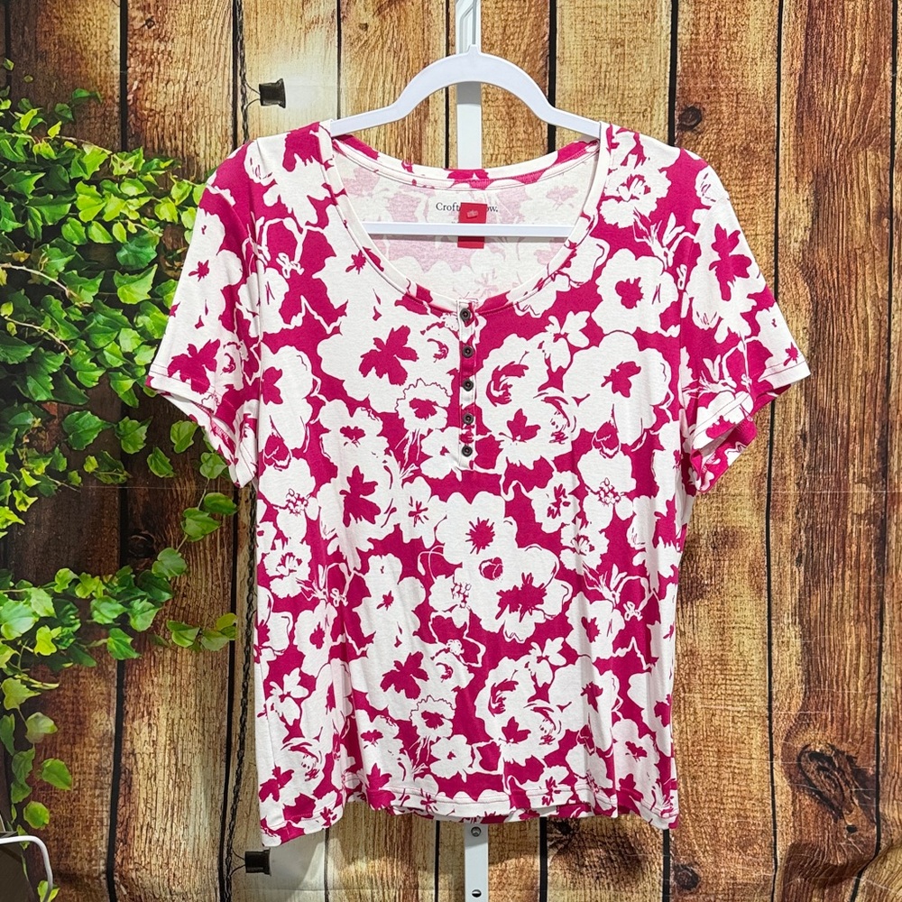 Croft & Barrow Short Sleeve Blouse Size XL